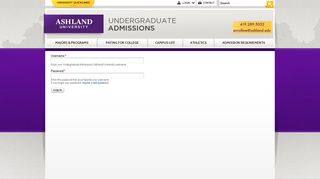 Log in | Undergraduate Admissions | Ashland University