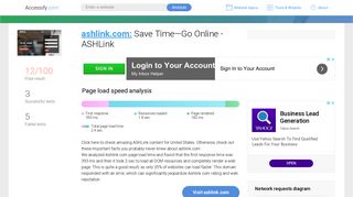 Access ashlink.com. Save Time—Go Online - ASHLink