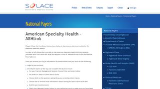 American Specialty Health - ASHLink - SolAce EMC