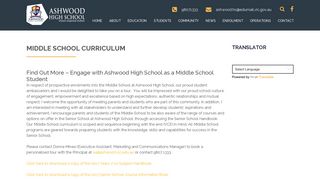 Middle School Curriculum - Ashwood High School