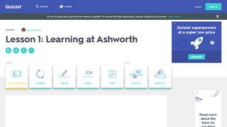 Lesson 1: Learning at Ashworth Flashcards | Quizlet