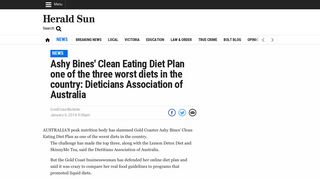 Ashy Bines' Clean Eating Diet Plan one of the three worst diets in the ...