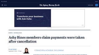 Ashy Bines members claim payments were taken after cancellation