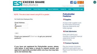 Policyholder Login - Excess Share Insurance