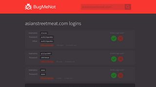 asianstreetmeat.com passwords - BugMeNot