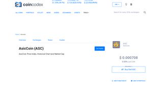 AsicCoin (ASC) Price, Chart, Value & Market Cap | CoinCodex