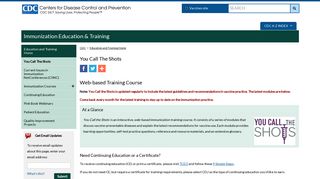 You Call the Shots | Vaccines Web-based Training Course | CDC