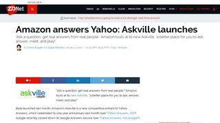 Amazon answers Yahoo: Askville launches | ZDNet
