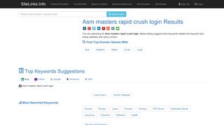 Asm masters rapid crush login Results For Websites Listing