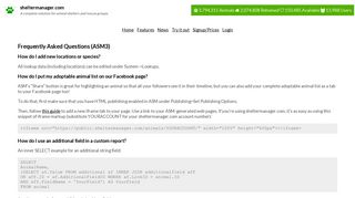 sheltermanager.com - Frequently Asked Questions (ASM3)