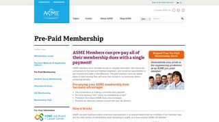 Pre-Paid Membership - The American Society of Mechanical Engineers