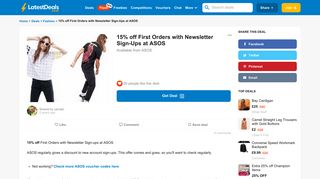 15% off First Orders with Newsletter Sign-Ups at ASOS | LatestDeals ...