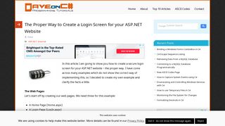 The Proper Way to Create a Login Screen for your ASP.NET Website