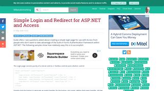 Simple Login and Redirect for ASP.NET and Access - Mikesdotnetting
