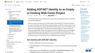 Adding ASP.NET Identity to an Empty or Existing Web Forms Project ...