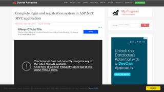Complete login and registration system in ASP.NET MVC application