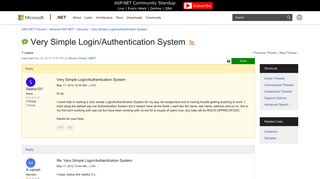 Very Simple Login/Authentication System | The ASP.NET Forums