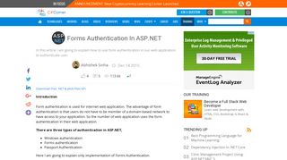 Forms Authentication In ASP.NET - C# Corner