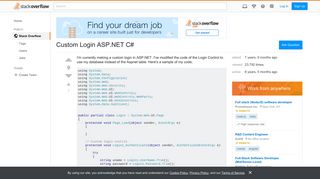 Custom Login ASP.NET C# - Stack Overflow