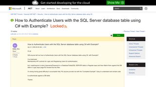 How to Authenticate Users with the SQL Server database table using ...