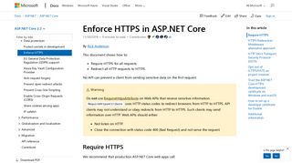 Enforce HTTPS in ASP.NET Core | Microsoft Docs