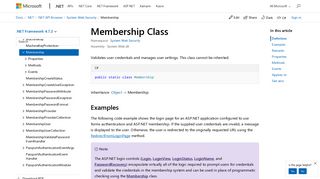 Membership Class (System.Web.Security) | Microsoft Docs