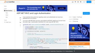 ASP.NET MVC and Login Authentication - Stack Overflow