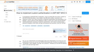How to implement custom authentication in ASP.NET MVC 5 - Stack ...