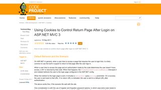 Using Cookies to Control Return Page After Login on ASP.NET MVC 3 ...