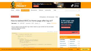[Solved] How to redirect MVC to Home page after log on? - CodeProject
