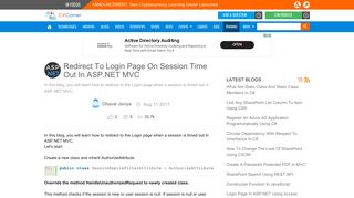 Redirect To Login Page On Session Time Out In ASP.NET MVC