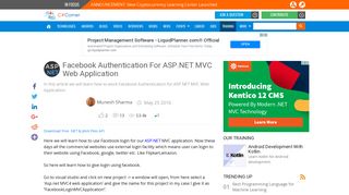 Facebook Authentication For ASP.NET MVC Web Application