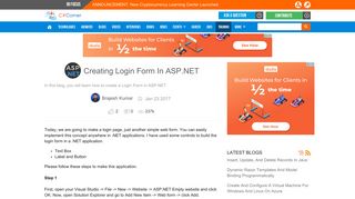Creating Login Form In ASP.NET - C# Corner