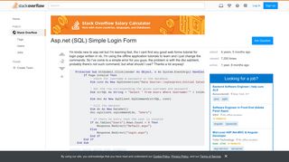 Asp.net (SQL) Simple Login Form - Stack Overflow