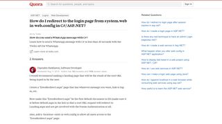 How to redirect to the login page from system.web in web.config in ...