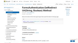 FormsAuthentication.GetRedirectUrl(String, Boolean) Method (System ...