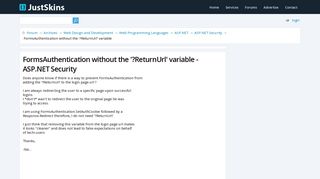 FormsAuthentication without the '?ReturnUrl' variable - ASP.NET ...