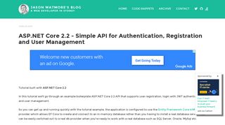 ASP.NET Core 2.2 - Simple API for Authentication, Registration and ...
