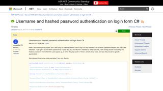 Username and hashed password authentication on login form C# | The ...