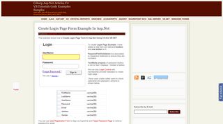 Create Login Page Form Example In Asp.Net