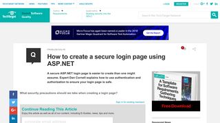 How to create a secure login page using ASP.NET