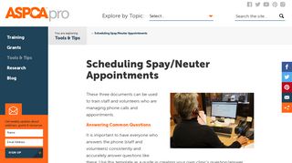 Scheduling Spay/Neuter Appointments | ASPCApro