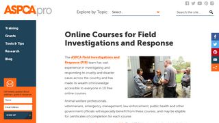 Online Courses for Field Investigations and Response | ASPCApro