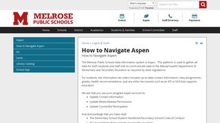 How to Navigate Aspen | Melrose Public Schools