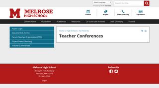 Teacher Conferences | Melrose Public Schools