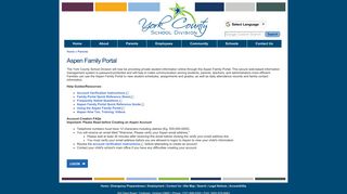 York County School Division - Aspen Family Portal