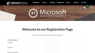ASPHostPortal.com - Order Page Customer Details