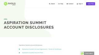 Radius Bank - Summit Account Disclosures