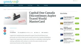 Capital One Canada Discontinues Aspire Travel World MasterCard