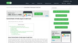 Central Bank of India Aspire Credit Card - Offers Jan 2019,Payment ...